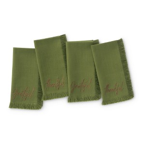 Fringed Harvest Sentiment Napkins, Set of 4 - Elrene Home Fashions - 1 of 3