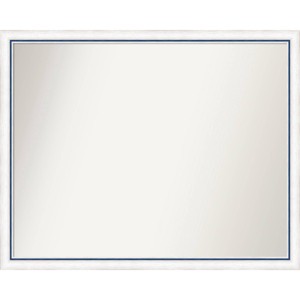 30"x24" Non-Beveled Morgan Wood Bathroom Wall Mirror White/Blue - Amanti Art - 1 of 4