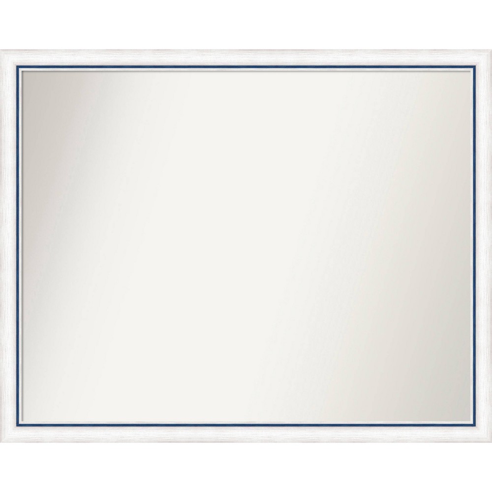 Photos - Wall Mirror 30"x24" Non-Beveled Morgan Wood Bathroom  White/Blue - Amanti A