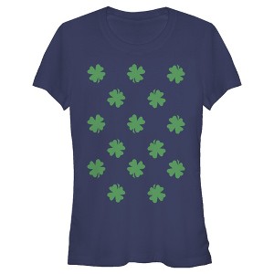 Juniors Womens Lost Gods St. Patrick's Day Four-Leaf Clover Print T-Shirt - 1 of 4