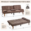 Futon Sofa Bed-Leather Small Futon Couch, Futon Lounge Sofa, Futon Convertible with Cup Holder - 2 of 4