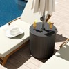 Maggift Umbrella Bases, Umbrella Side Table for Patio, with Umbrella Hole for Porch, Poolside, and Picnic, Black, 14.8"*14.8"*16.7” - 2 of 4