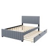 Whisen Morden Design Velvet Upholstered Platform Bed with Twin Size Trundle - 4 of 4