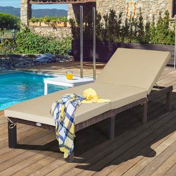 Latitude Run® Outdoor Patio Lounge Chairs Rattan Wicker Patio Chaise  Lounges Chair Patio Lounger Furniture With 5-Level Adjustable Backrest &  Removable Cushioned Seating For Garden Poolside Patio Pool Beach Lounge  Backyard 