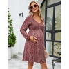 Clearlove Women's Short Sleeve Ruffle Dress V Neck Summer Casual Smocked Flowy Midi Dress for Baby Shower - 3 of 4