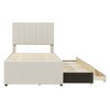 Whisen Twin Size Linen Upholstered Platform Bed with Trundle and 3 Storage Drawers - 3 of 4