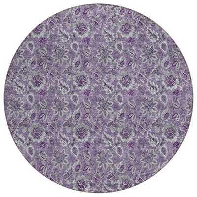 Purple Lilac And Lavender Floral Washable Indoor Outdoor Area Rug