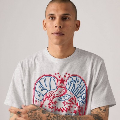 Мужские футболки Levi's Men's Relaxed Fit Short Sleeve T-Shirt - Gray XL — фото 2