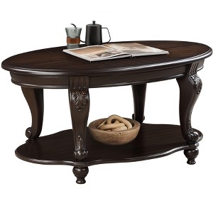 NicBex 22 Inch Round Side Table Retro Wooden End Table with Storage Shelf and 4 Legs for Living Room, Bedroom - 1 of 4