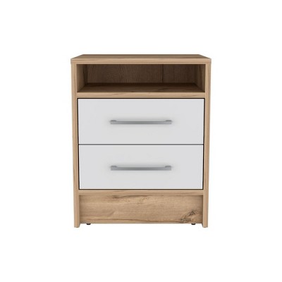 NicBex 15.7 inch Wide Nightstand with 2 Drawers,Modern Side Table with One Open Shelf,Bedside Table for Bedroom,Living Room