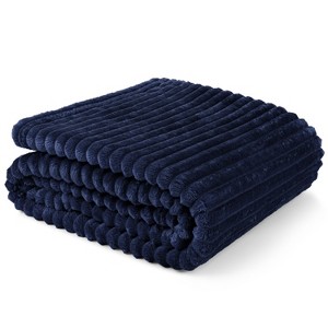 PAVILIA Super Soft Fleece Flannel Ribbed Striped Throw Blanket, Luxury Fuzzy Plush Warm Cozy for Sofa Couch Bed - 1 of 4