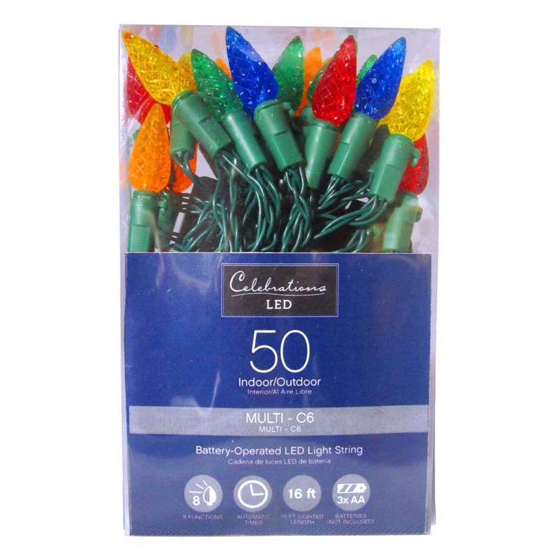 Celebrations LED C6 Multicolored 50 ct String Christmas Lights 16 ft., 1 of 2
