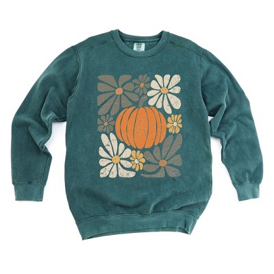 Simply Sage Market Women's  Garment Dyed Graphic Sweatshirt Retro Fall Flowers