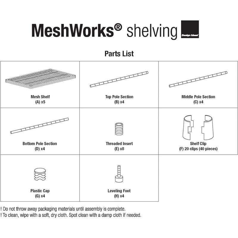 Design Ideas MeshWorks 5 Tier Metal Storage Shelving Unit Rack Bookshelf, 2 of 7