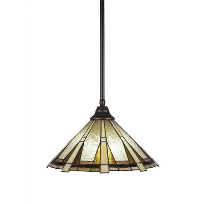 Toltec Lighting Any 1 - Light Pendant in  Dark Granite with 16" Zion Art Glass Shade
