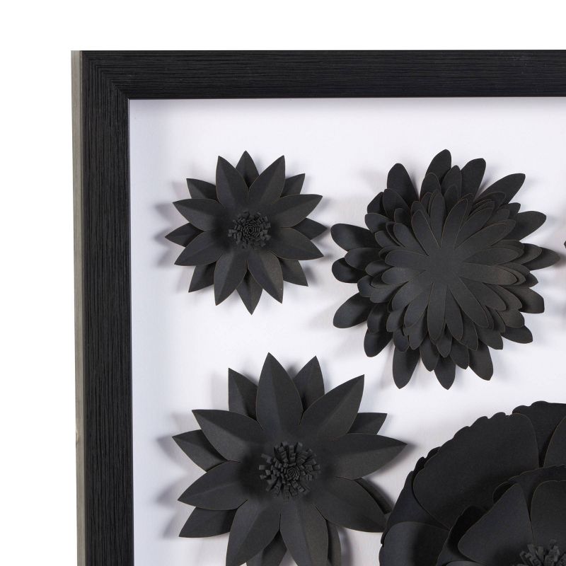 Olivia &#38; May 20&#34;x20&#34; Paper Floral Cluster Shadow Box with Varying Shapes and Sizes Black, 4 of 8
