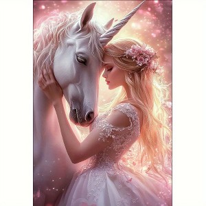1 piece canvas painting with wooden frame, ready to hang, mysterious unicorn canvas wall art | decorative style frameless print - 1 of 4