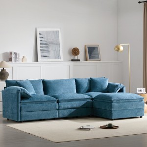 AENKYO Corner Sofa Upholstered Furniture, Sofa 4-Seater, Sofa with Footrest, L-Shape Couch, Sofa Bed for Living Room - 1 of 4