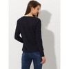 Allegra K Women's Casual Long Sleeve V Neck Lightweight Waffle Blouse - 4 of 4