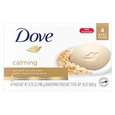 Dove Calming Oatmeal & Rice Milk Moisturizing Beauty Bar Soap - 3.75oz/4ct