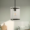 DORESshop Modern 1-Light Black Pendant Light with Clear Tempered Glass Shade, No Bulb Included - 3 of 4
