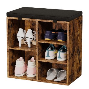 Shoe Storage Cabinet Bench,Entryway Bench with Storage and Seating,Shoe Rack with Cushion and Adjustable Shelf - 1 of 4