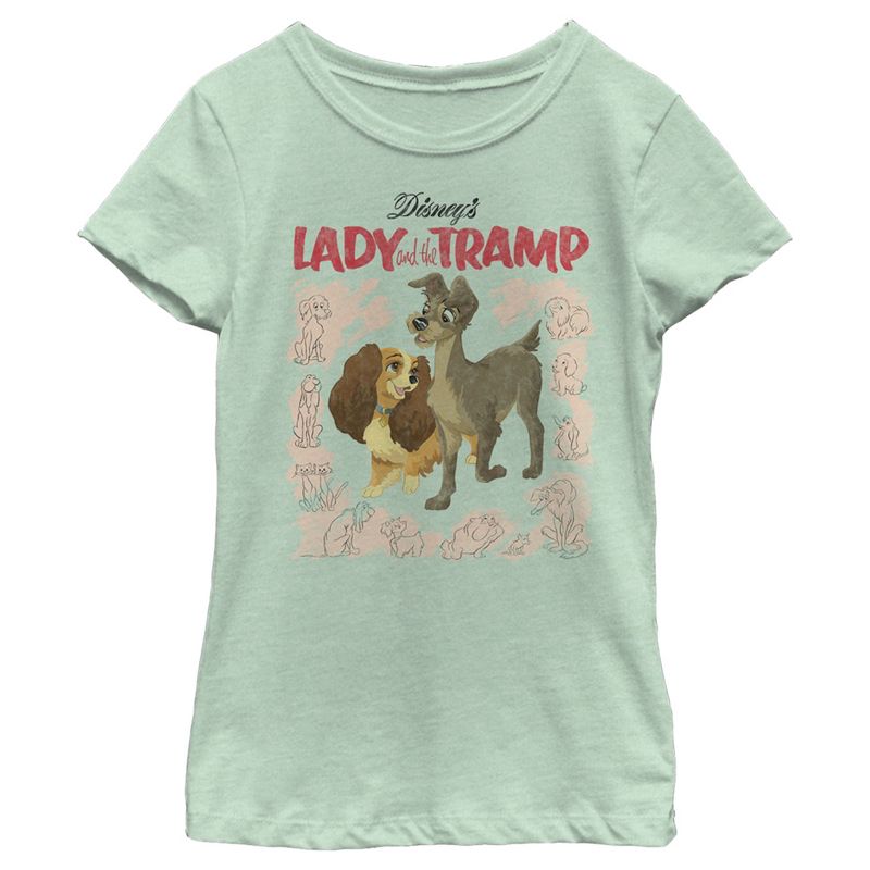 Girl's Lady and the Tramp Retro Movie Cover T-Shirt, 1 of 5