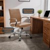 LeisureMod Benmar Mid-Back Office Chair, Leather Upholstery with Swivel, Tilt, and Chrome Base, Modern Desk Seating for Home Office or Conference Room - 3 of 4