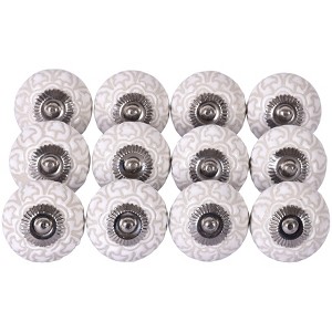 Mela Artisans Mela Artisans 12-Pack Ceramic Knobs for Dresser Drawers Drawer Knobs and Pulls White Dresser Knobs - 1.57"x1.10" - 1 of 3