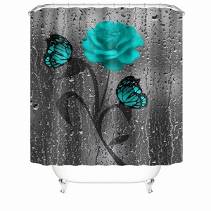 Green Roses And Butterflies Shower Curtains for Bathroom Waterproof Fabric Bath Curtain Durable Soft Stylish Bathroom Decor 72x72 Inch - 1 of 1