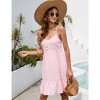 WhizMax Swiss Dot Dress for Women Sleeveless V Neck Spaghetti Strap Summer Dresses Ruffle Hem Mini Dresses - 4 of 4