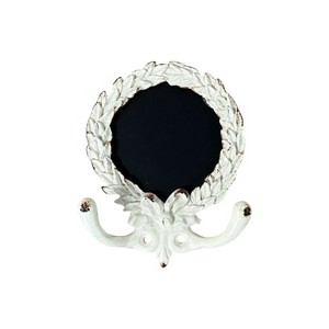 Slickblue Pewter Wall Hook, Double Hook with Chalkboard, Decorative, Antique White, 4.25"W x 5.5"H - 1 of 4