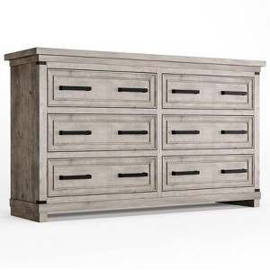 Vintage 55" Chest of Drawers, Dresser Organizers with 6 Drawer and Handle for Living Room, Bedroom, Hallway, Natural Texture Designed - 1 of 4