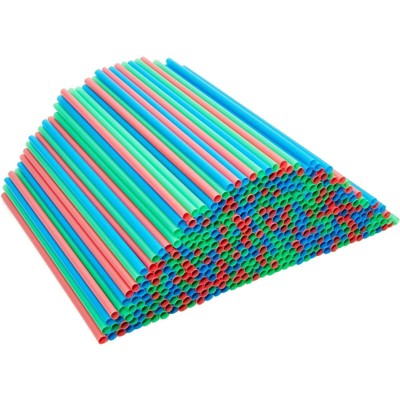 500-Pack Eco-Friendly PLA Disposable Drinking Straws, Plant Based, Compostable & Biodegradable, Alternative to Plastic Straws, Green Blue Red 8.3"