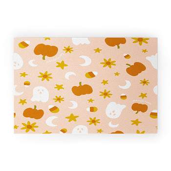 Doodle By Meg Is It Fall Yet in Peach  Looped Vinyl Welcome Mat - Society6