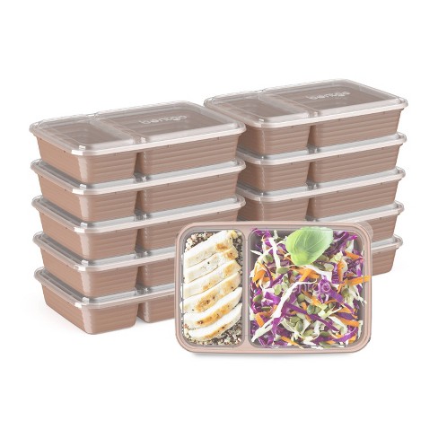 Bentgo Food Prep 2-Compartment Storage Containers, Pack of 10 - Rose Gold