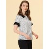 Allegra K Women's Contrast Doll Collar Polka Dots Short Sleeves Blouse - 3 of 4