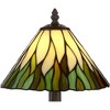 Robert Louis Tiffany Foglia Cottage Accent Table Lamp 14 1/2" High Brown Tree Stained Glass Shade for Bedroom Bedside Nightstand Office Kids House - 3 of 4
