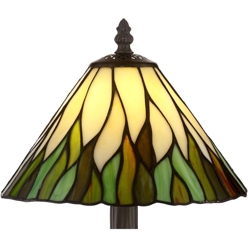 Robert Louis Tiffany Foglia Cottage Accent Table Lamp 14 1/2" High Brown Tree Stained Glass Shade for Bedroom Bedside Nightstand Office Kids House, 3 of 7