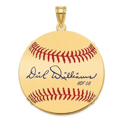 Black Bow Jewelry 14K Gold Plated Dick Williams Signature LG Enamel Baseball Pendant