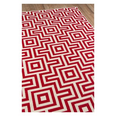 Vibrant Red Nautical Trellis 2'3"x4'6" Outdoor Rug