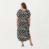 Anna-Kaci Lounge Women's Abstract Print Midi Dress with Soft Draped Silhouette, Relaxed Short Sleeves and Lightweight Fabric Finish - 3 of 4