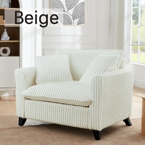 Hrinhom 46.5"W Corduroy Lazy Sofa Chair, Single Sofa Chair with Pillow - 1 of 4