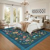 Modern Floral Printed Area Rugs Machine Washable Soft Non Slip Farmhouse Carpet Stain Resistant Low Pile Rug for Kitchen Living Room Laundry Bedroom - 3 of 4