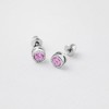 Girl's Trim Bezel Round CZ Screw Back Sterling Silver Earrings - In Season Jewelry - 4 of 4