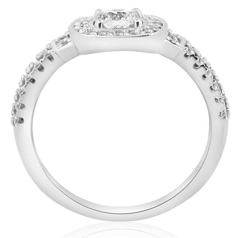 Pompeii3 1ct Diamond Pave Cushion Halo Vintage Engagement Ring 14K White Gold, 3 of 5