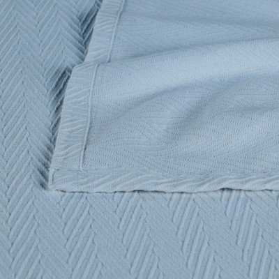 King Size Light Blue Chevron Zig-Zag Cotton Throw Blanket