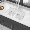 Gulches 32" Undermount/Dual Mount White Ceramic Double Bowl Kitchen Sink, Rectangular Deep Basin, 32x19x10" - 2 of 4