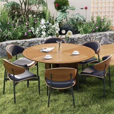 Luck Live 59" Round Dining Table Geometric mosaic tabletop