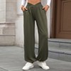 Women's Wide Leg Pants Elastic High Waisted Waffle Knit Casual Palazzo Pants Trousers with Pockets - 4 of 4
